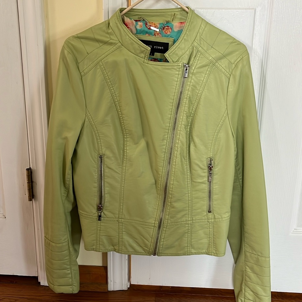 Green Black Rivet (like new) bomber jacket, large